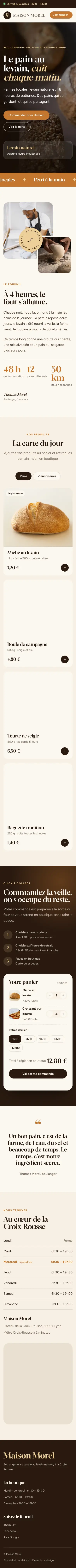 Site de la boulangerie Maison Morel sur téléphone